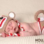 Crochet Red Sock Monkey Hat..