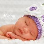 Purple Flower Hat Newborn s..