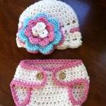 Crochet Pink Hat and Diaper..