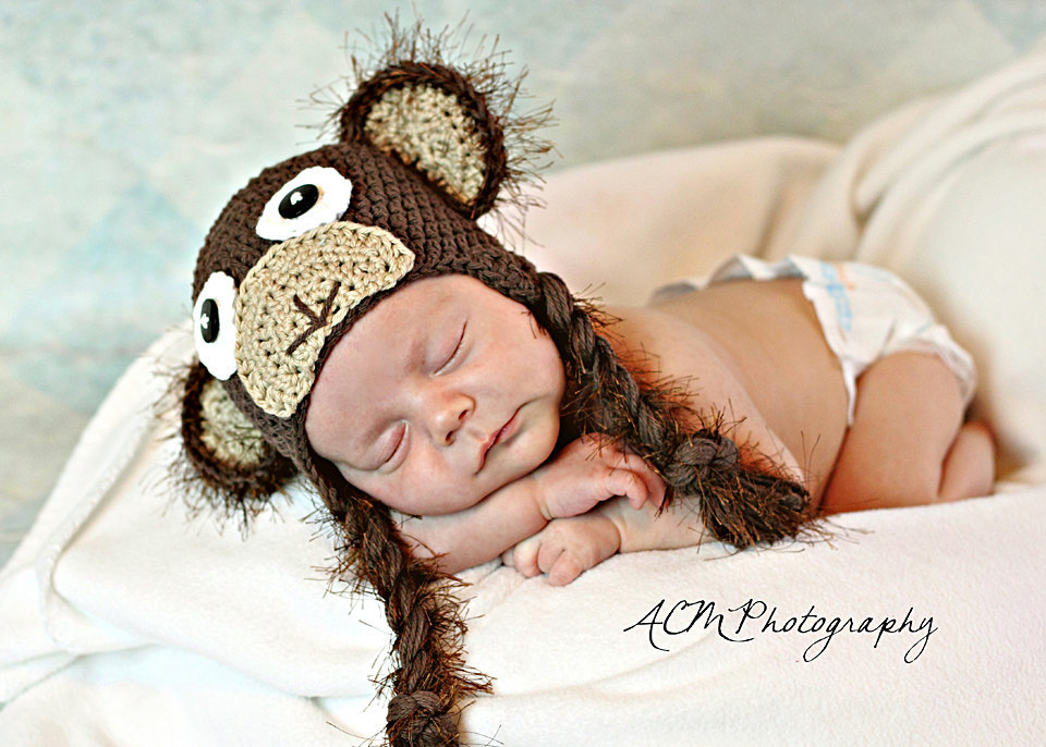 Crochet Monkey Hat Newborn to Toddler sizing Photography prop