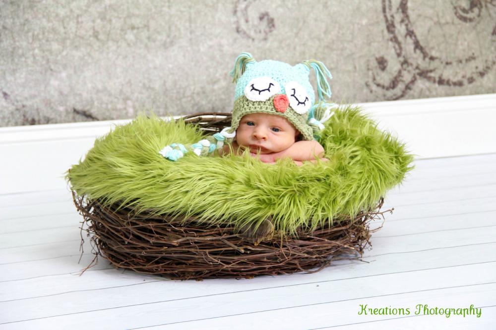 Crochet Sleepy Owl Hat Newborn to Toddler sizing Photography prop