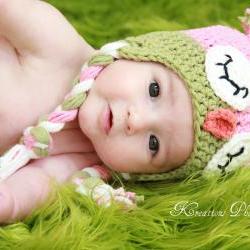 Crochet Sleepy Owl Hat Newborn to Toddler sizing Photography prop