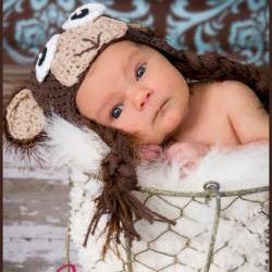 Crochet Monkey Hat Newborn to Toddler sizing Photography prop